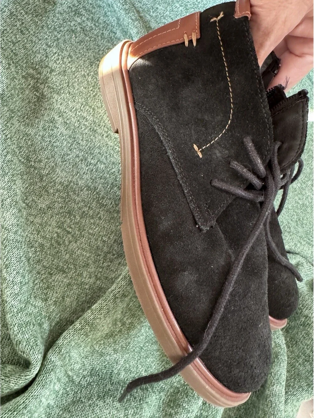 Steve Madden Kids Black Leather Chukka Ankle Boots Lace Up Side Zip US 2